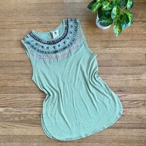Spade & Heart Lotty Embellished Neckline Knit Tank Top Size S
